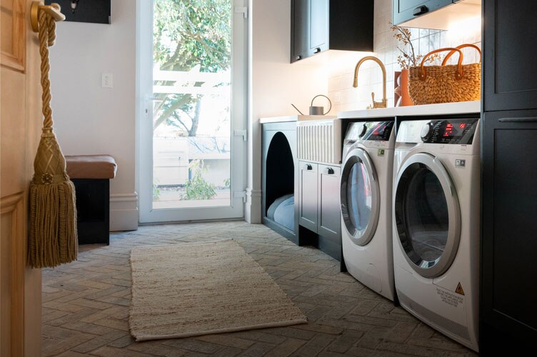 AEG modern monochrome laundry design washing machine and dryer