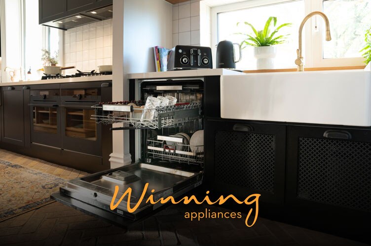 AEG Winning appliances modern monochrome kitchen freestanding dishwasher