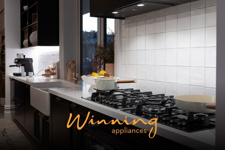 AEG Winning appliances modern monochrome kitchen gas cooktop
