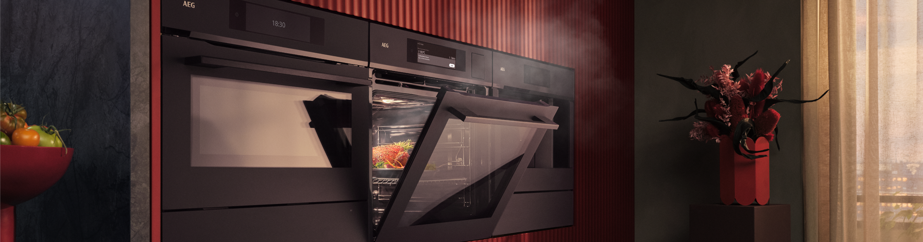 Oven with steam coming out of it