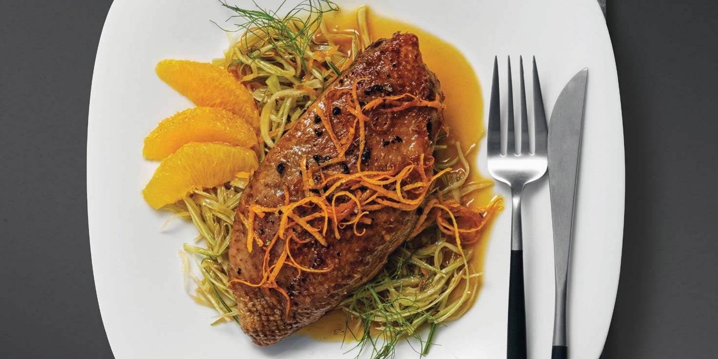 CRISPY DUCK WITH CITRUS FRUIT AROMAS AND FENNEL